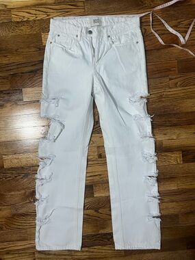 BDG White Ripped Straight-Leg Jeans